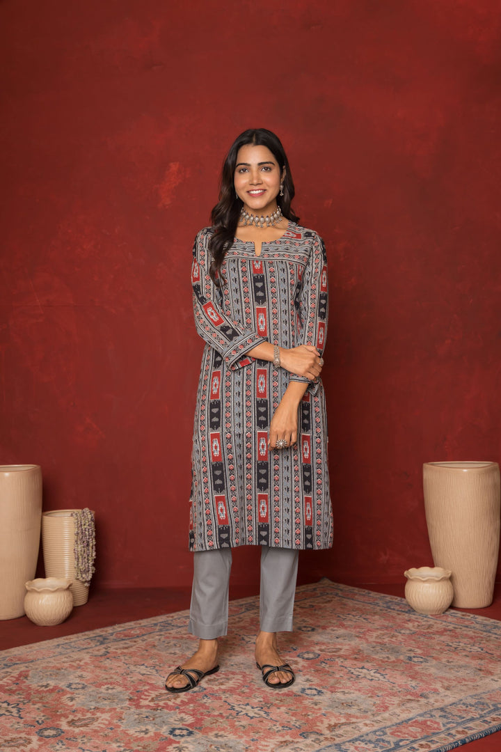 Ekaya Grey Cotton Kurta