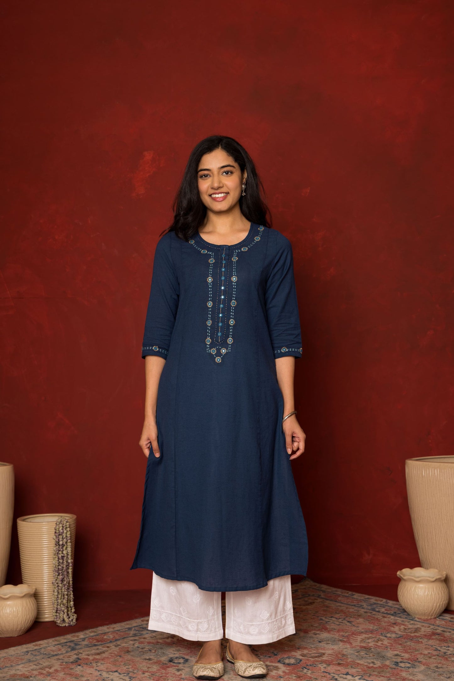 Yashika Blue Cotton Kurta