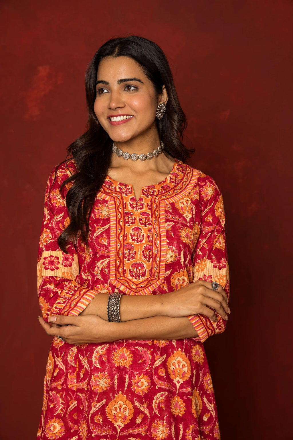 Falsa Cotton Handblock Printed Kurta Dupatta Set (Pant Not Included)