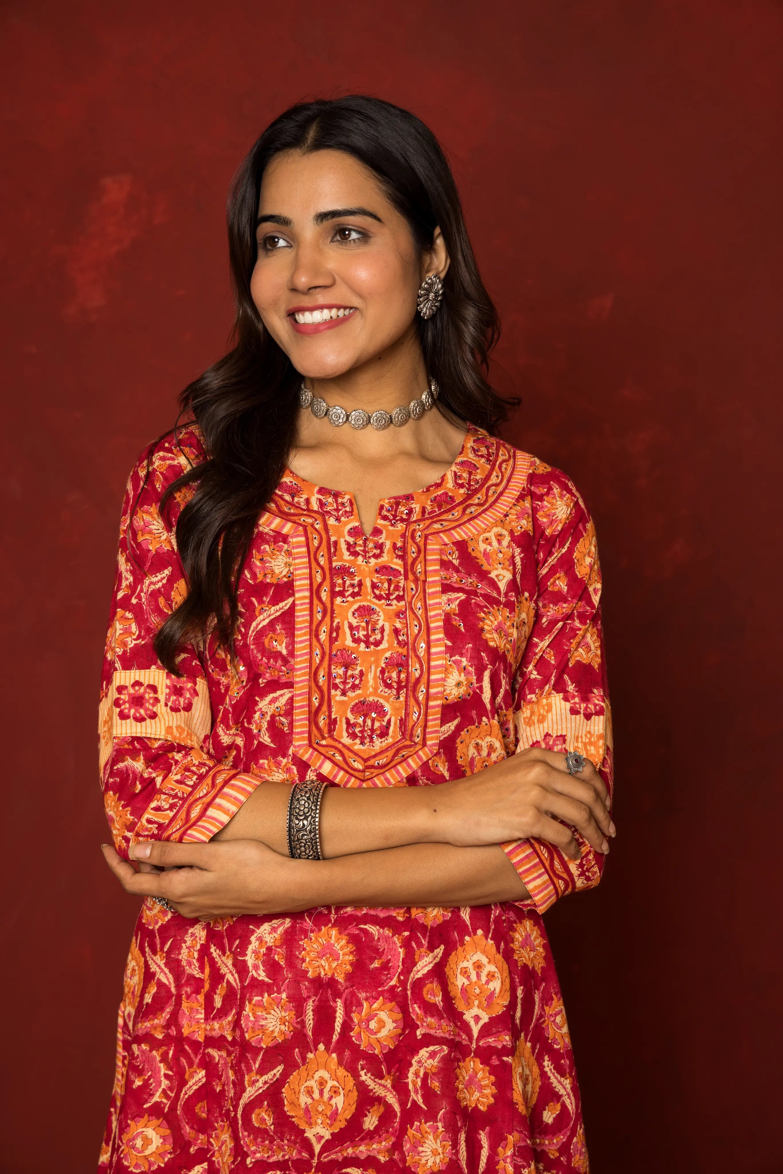 Falsa Cotton Handblock Printed Kurta Dupatta Set (Pant Not Included)