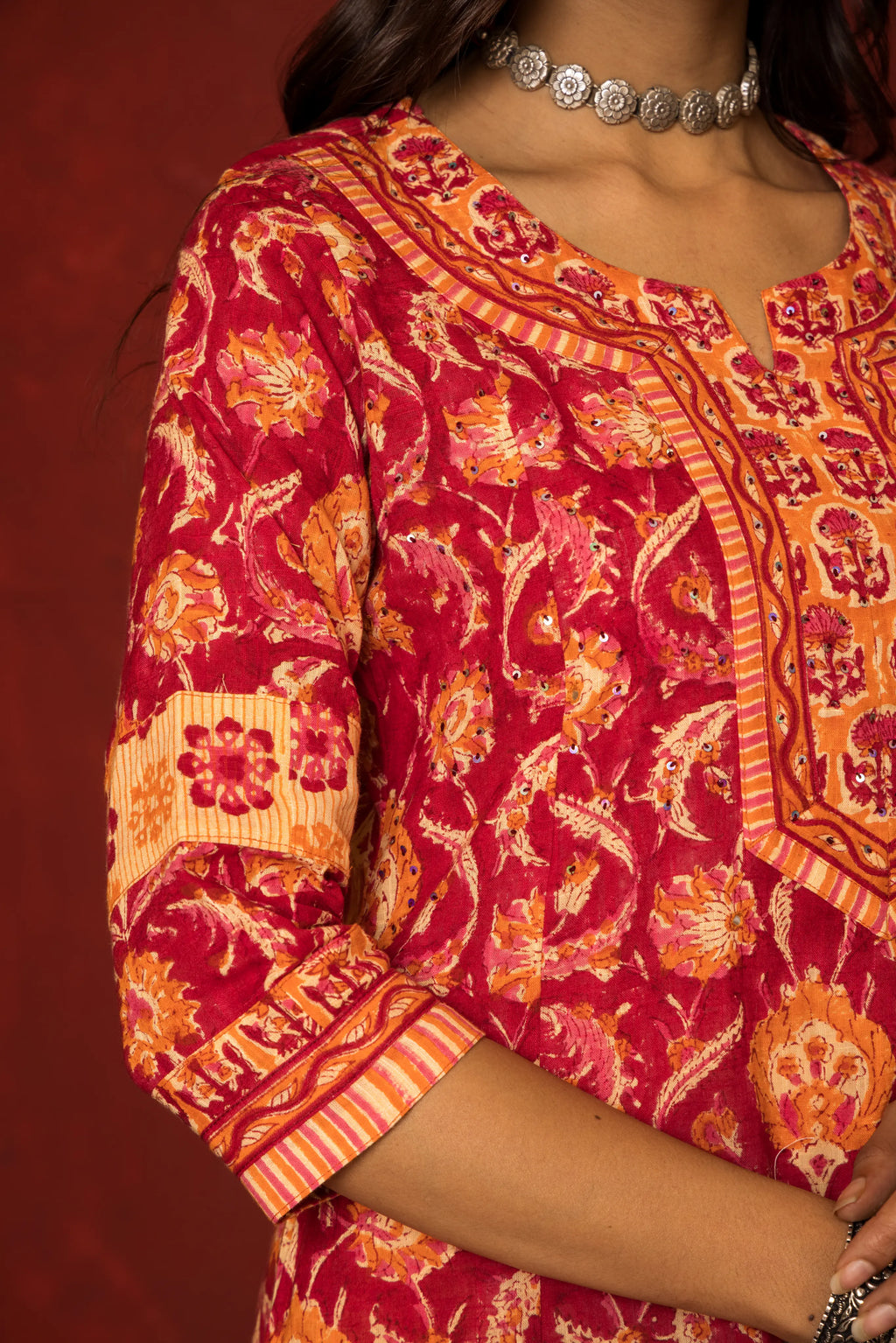 Falsa Cotton Handblock Printed Kurta Dupatta Set (Pant Not Included)