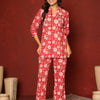 Red Cotton Co-Ord Set For Women's