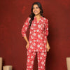 Red Cotton Co-Ord Set For Women's