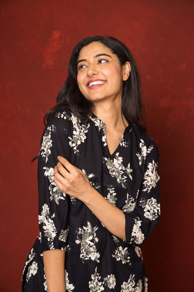 Black Cotton Co-Ord Set For Women's