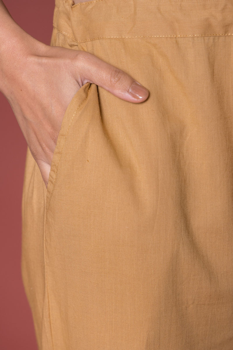 Camel Cotton Palazzo For Women's
