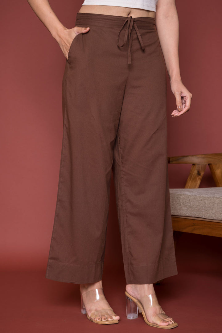 Cotton Palazzo-Dark Brown