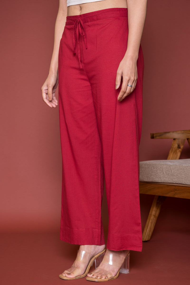 Maroon Cotton Palazzo For Women's