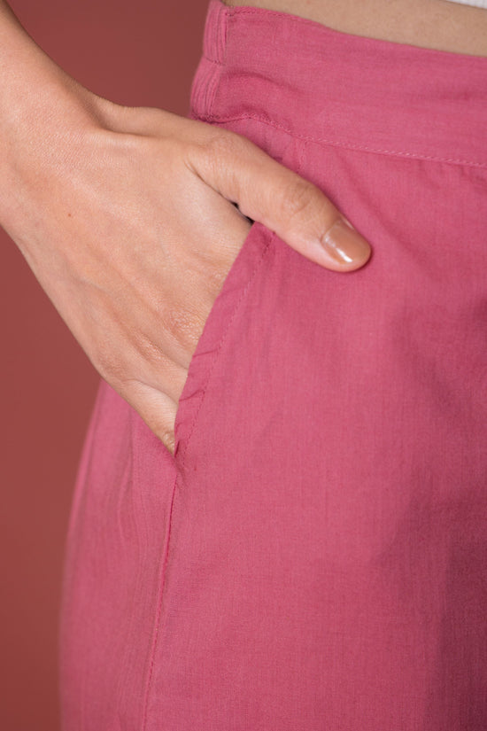 Light Pink Cotton Palazzo For Women's