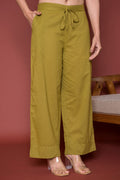 Mehandi Green Cotton Palazzo For Women's