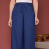 Ink Blue Cotton Palazzo For Women's
