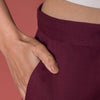Wine Cotton Palazzo For Women's