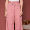 Onion Pink Cotton Palazzo For Women's