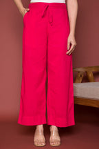 Magenta Pink Cotton Palazzo For Women's