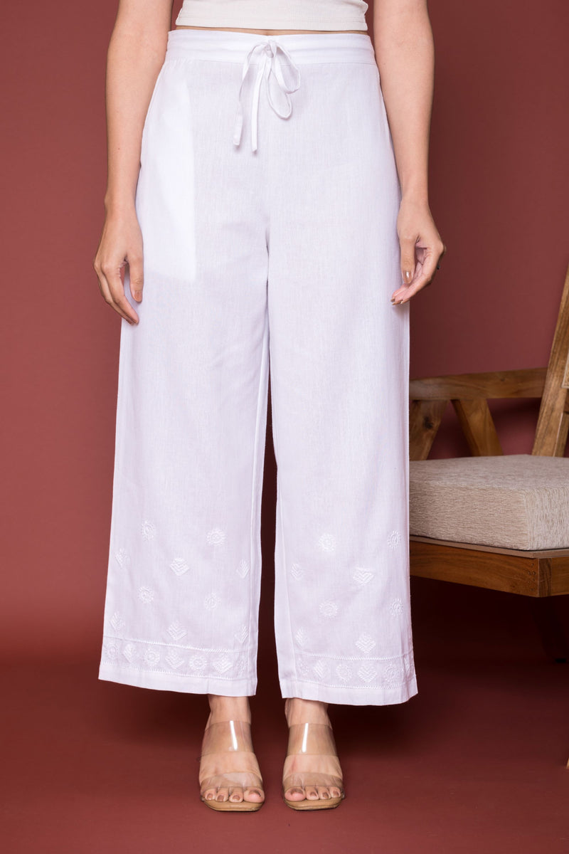 White Lukhnawi Palazzo For Women's