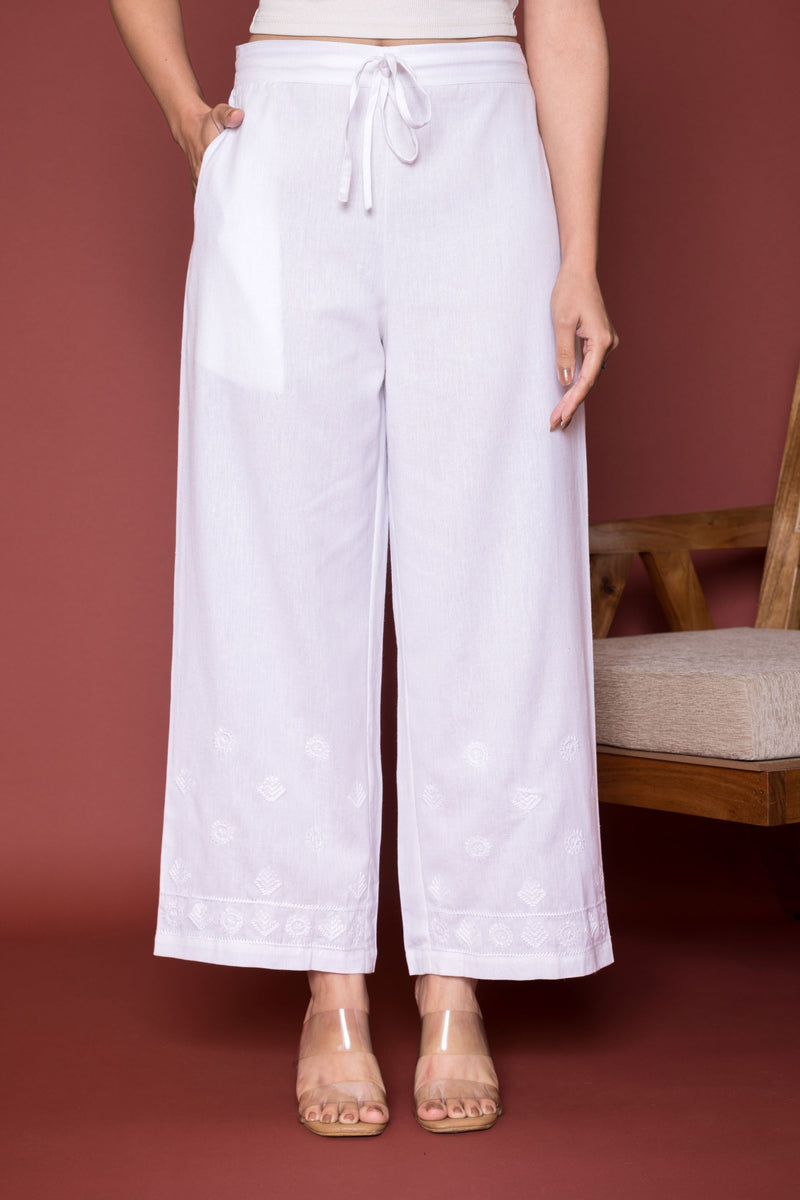 White Lukhnawi Palazzo For Women's