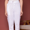 White Cotton Print Pant For Women's