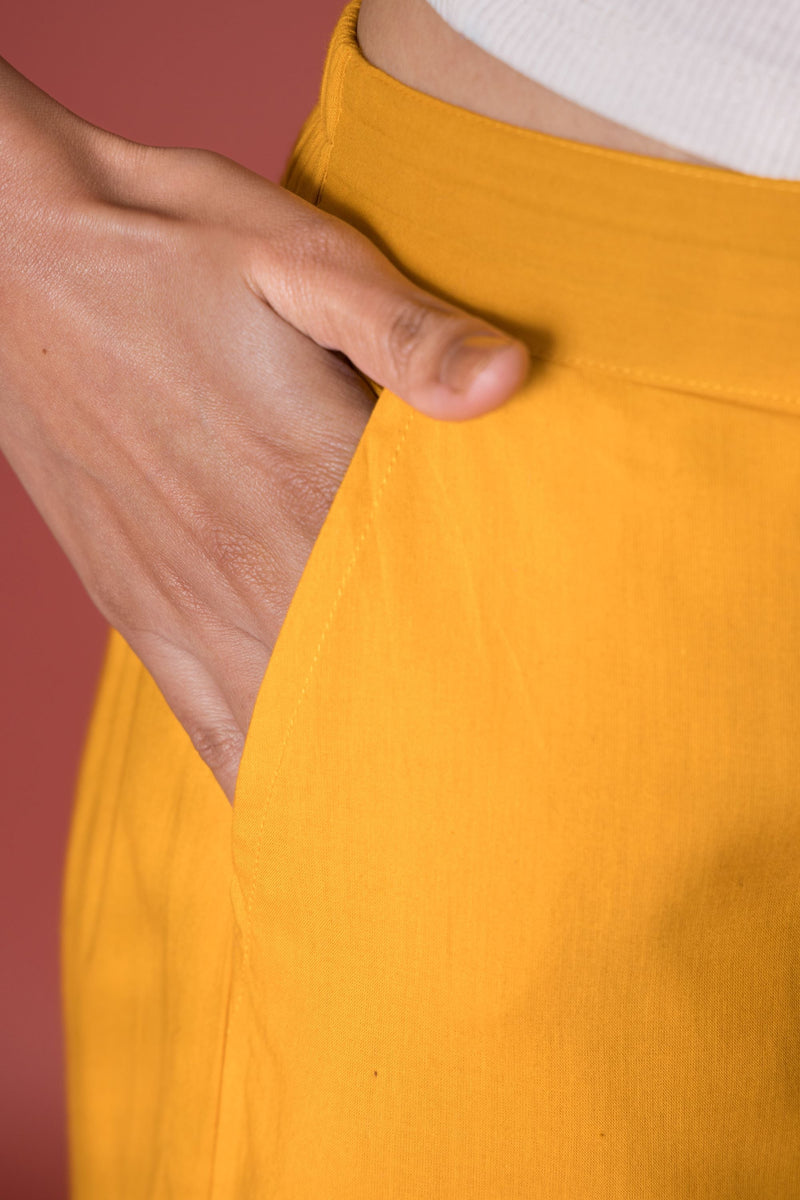 Mustard Cotton Palazzo For Women's