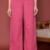 Rose Pink Cotton Palazzo For Women's