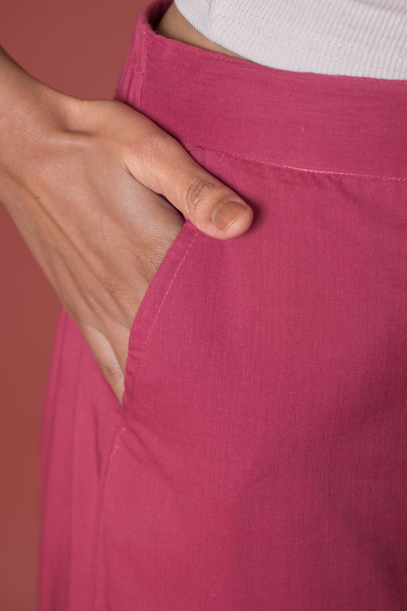 Rose Pink Cotton Palazzo For Women's