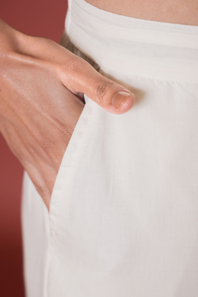 Off White Cotton Gota Palazzo For Women's