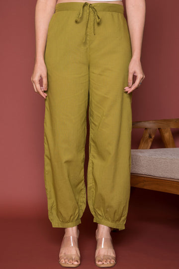 Mehandi Green Cotton Dhoti For Women's