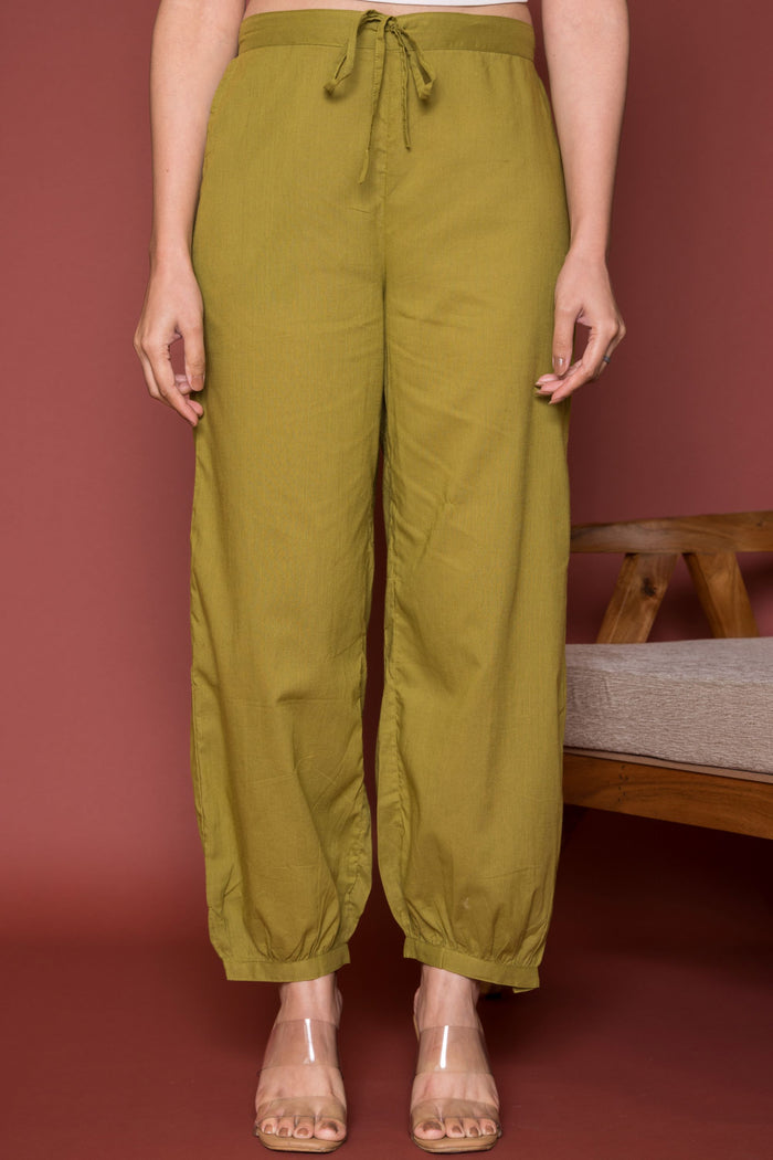 Mehandi Green Cotton Dhoti For Women's