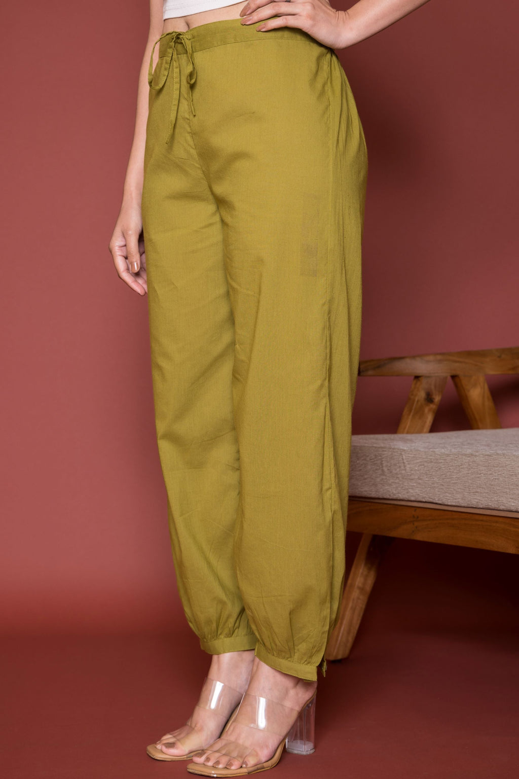 Mehandi Green Cotton Dhoti For Women's
