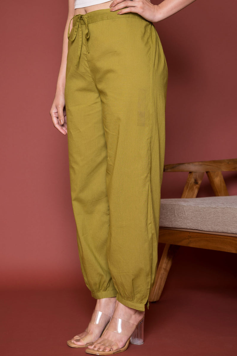 Mehandi Green Cotton Dhoti For Women's