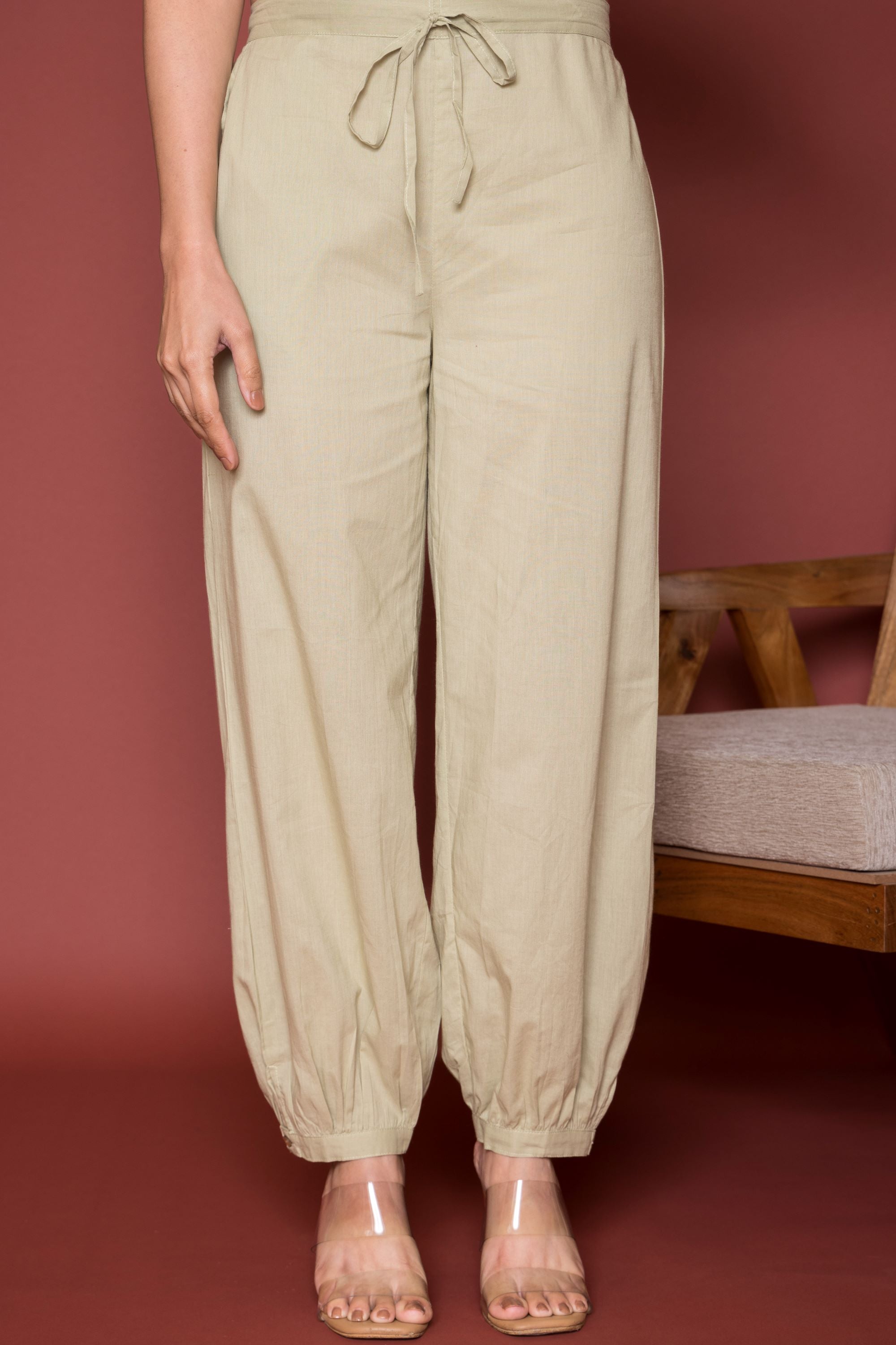 Pista Green Cotton Dhoti For Women's