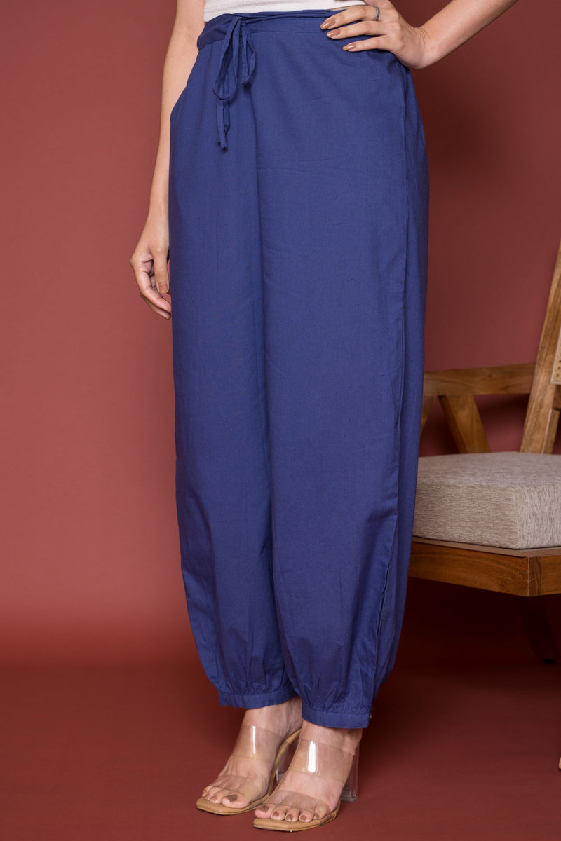 Ink Blue Cotton Dhoti For Women's