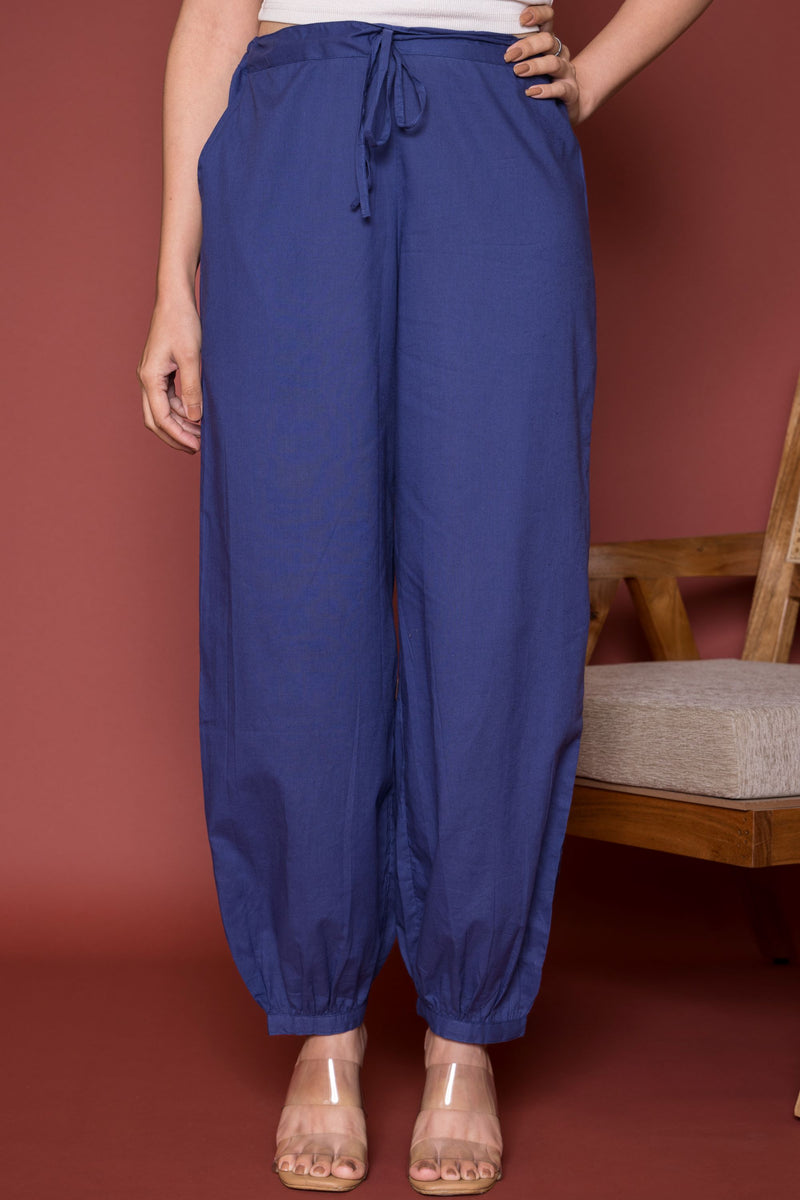 Ink Blue Cotton Dhoti For Women's