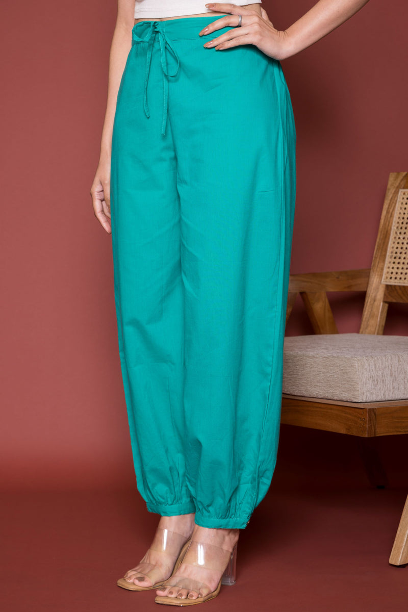 Rama Green Cotton Dhoti For Women's