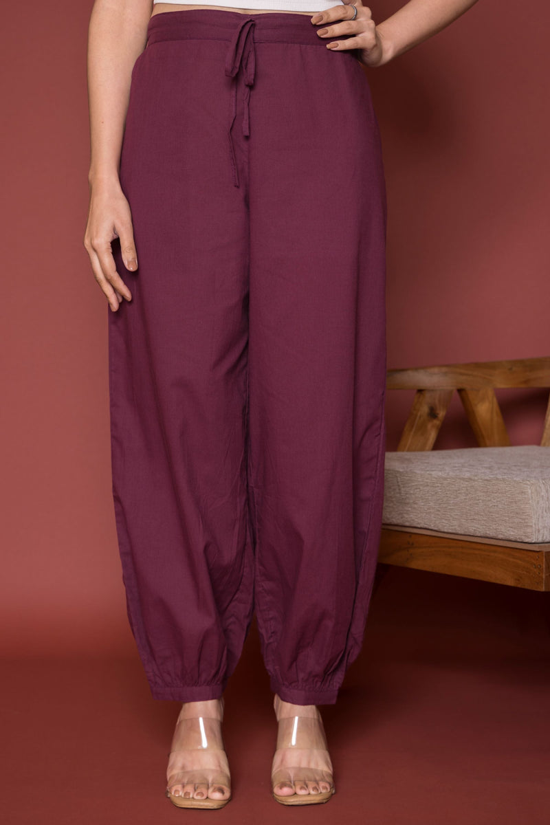 Wine Cotton Dhoti For Women's