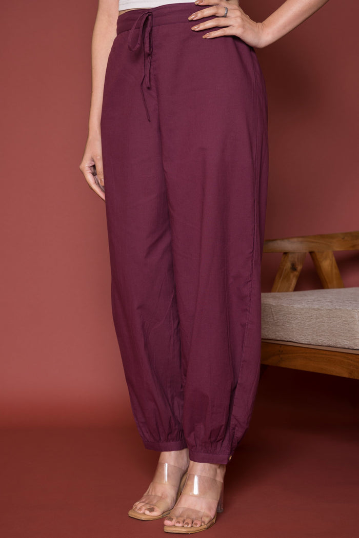 Wine Cotton Dhoti For Women's