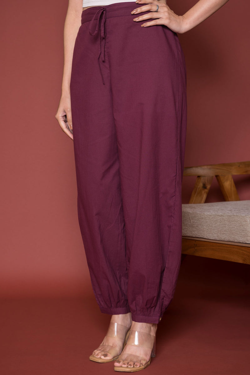 Wine Cotton Dhoti For Women's