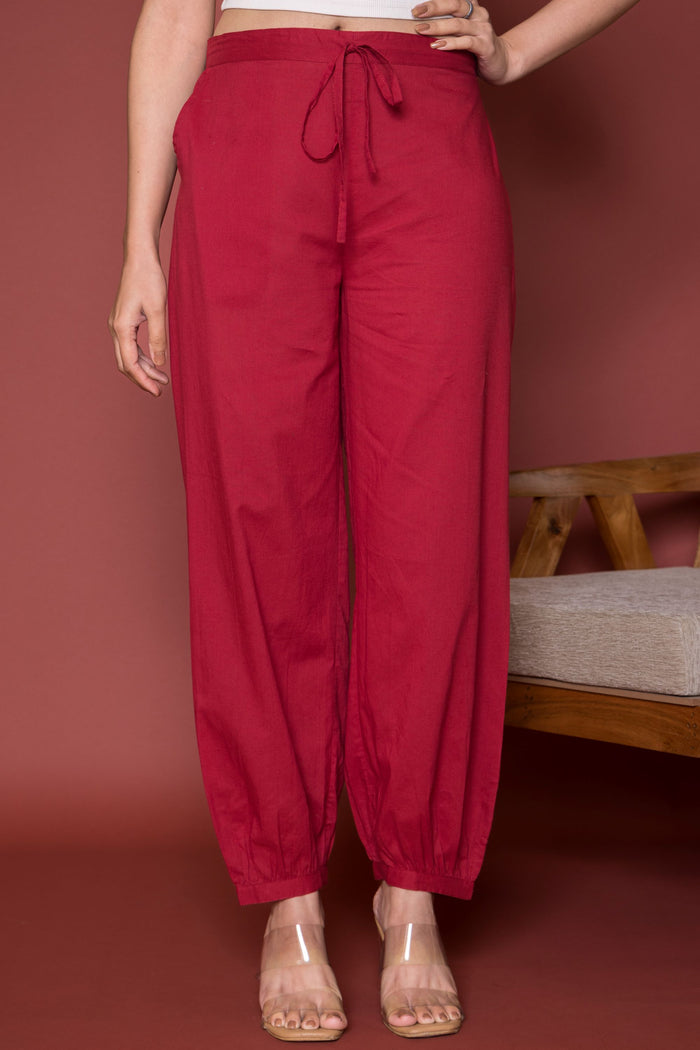 Maroon Cotton Dhoti For Women's