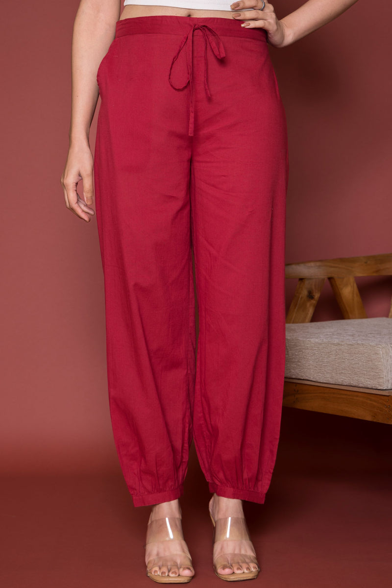 Maroon Cotton Dhoti For Women's