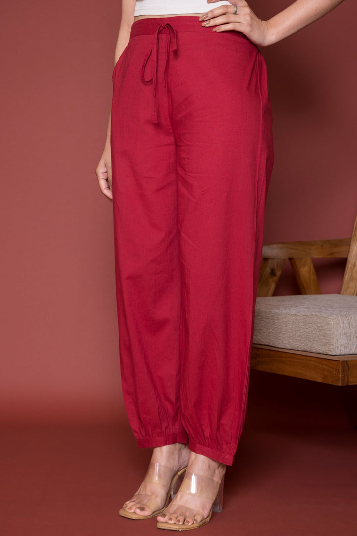 Maroon Cotton Dhoti For Women's