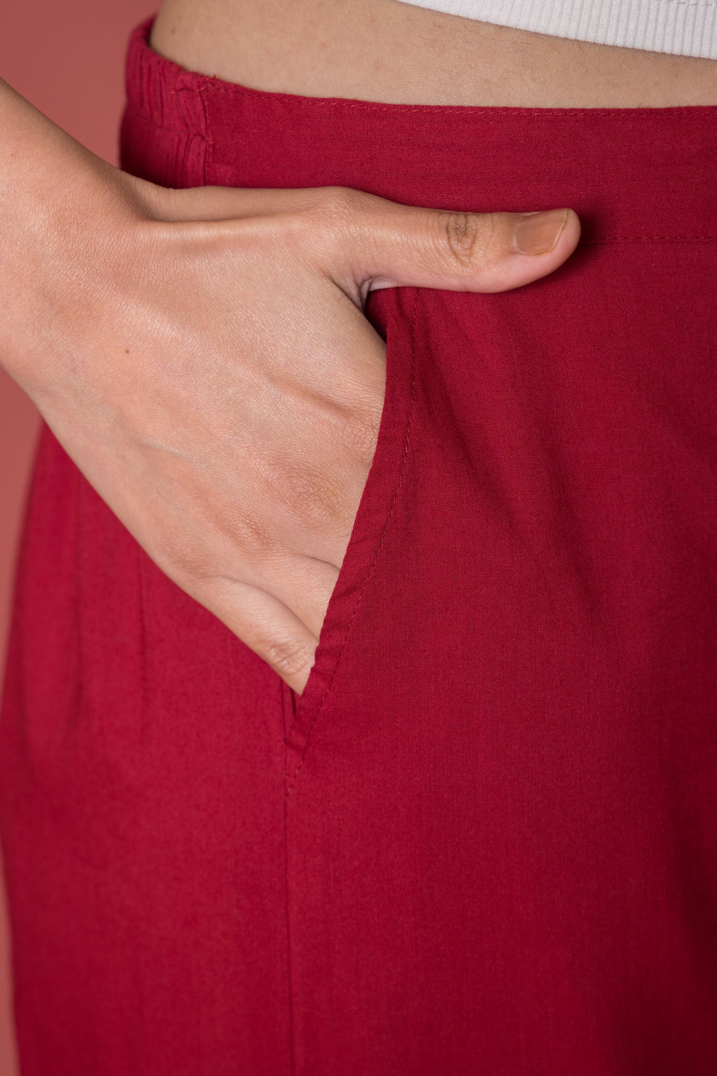 Pleated Cotton Salwar-Pure cotton- Maroon