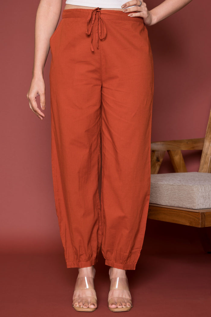 Rust Cotton Dhoti For Women's