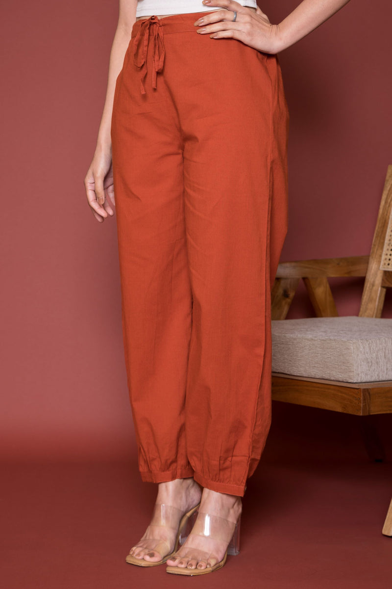 Rust Cotton Dhoti For Women's