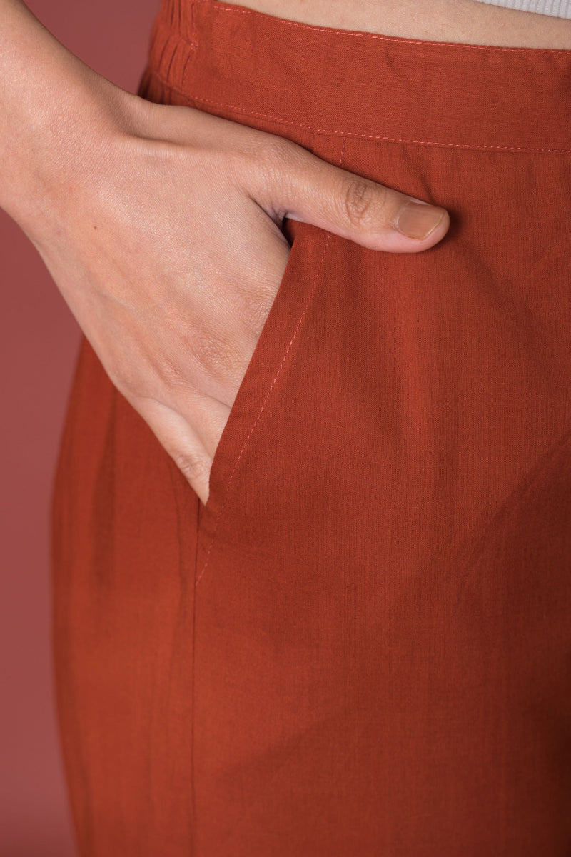 Rust Cotton Dhoti For Women's