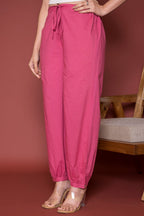 Rose Pink Cotton Dhoti For Women's