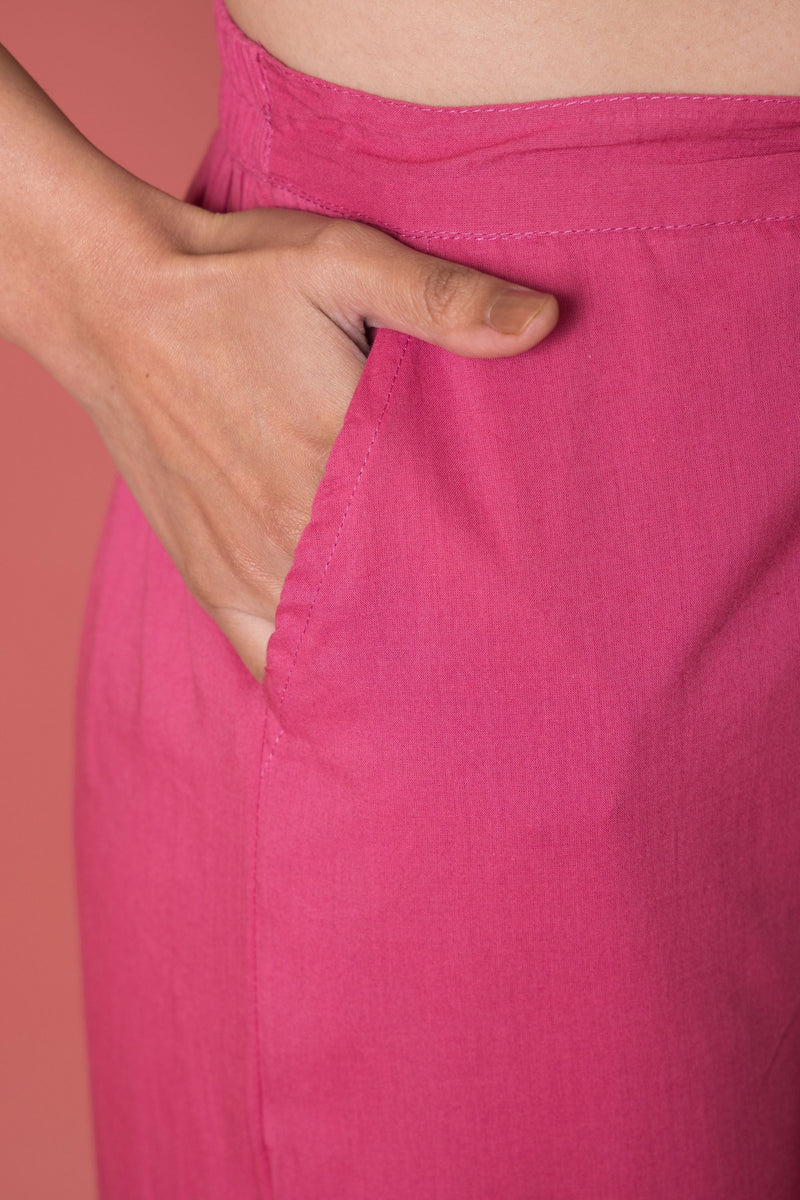 Rose Pink Cotton Dhoti For Women's