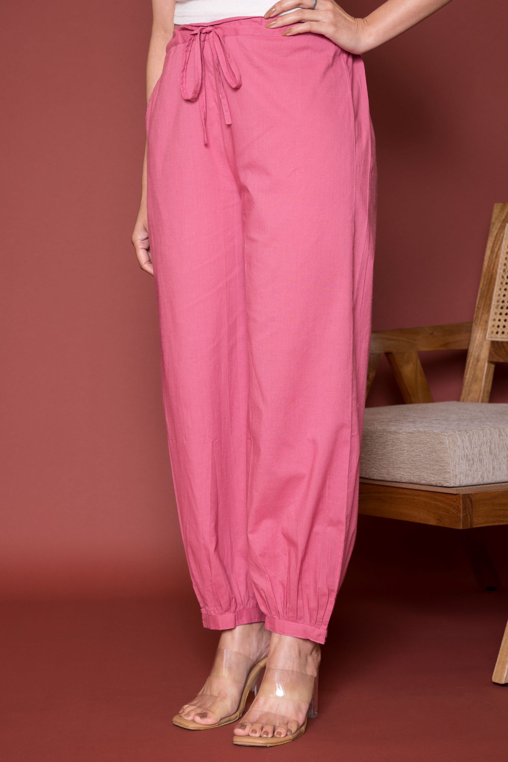 Light Pink Cotton Dhoti For Women's