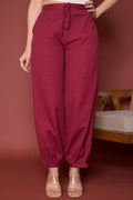Maroon Cotton Flax Dhoti