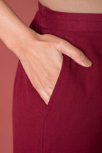 Maroon Cotton Flax Dhoti