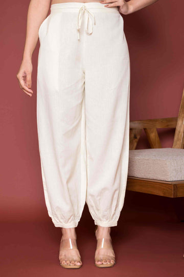 Off- White Cotton Flax Dhoti
