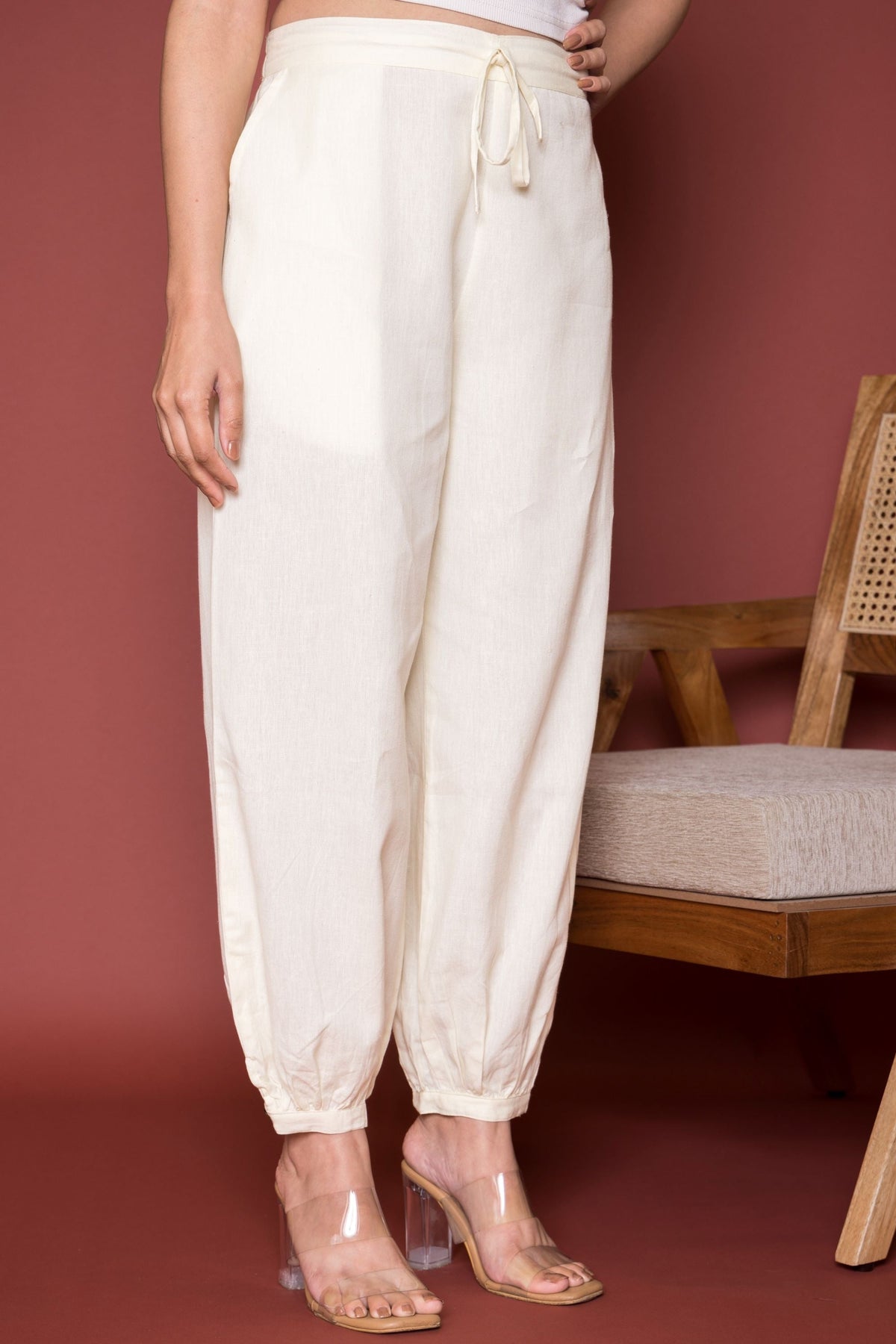 Off- White Cotton Flax Dhoti