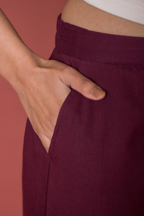 Pleated Cotton Salwar-Pure cotton Wine